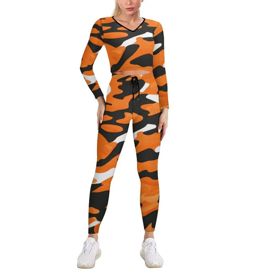 Payolie Tiger Print V Neck Sweatshirt Set - Payolie