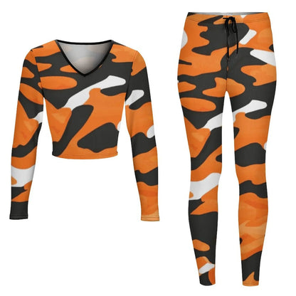 Payolie Tiger Print V Neck Sweatshirt Set - Payolie