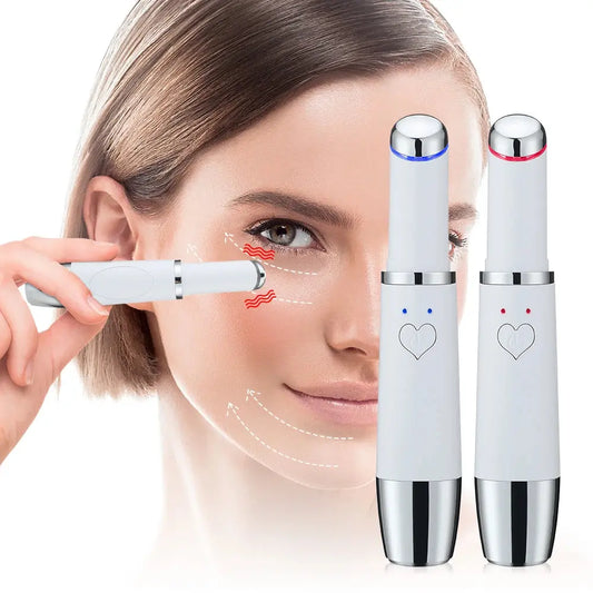 Electric Eye Massager Pen LED Photon Therapy Vibration Heated anti Aging Wrinkle Removal Device Dark Circle Puffiness Skin Care - Payolie